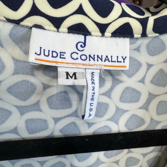 Jude Connally Blue Geoprint Geometric Collared Shirt Dress Stretch Women's M - Picture 7 of 8